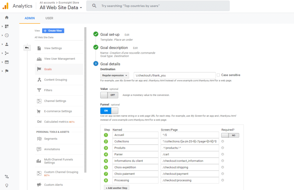 Configurer Shopify et Analytics