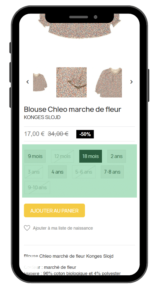 A/B Test Ecommerce mobile page produit