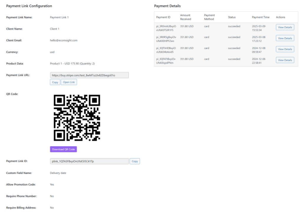 Create QR codes for payment links