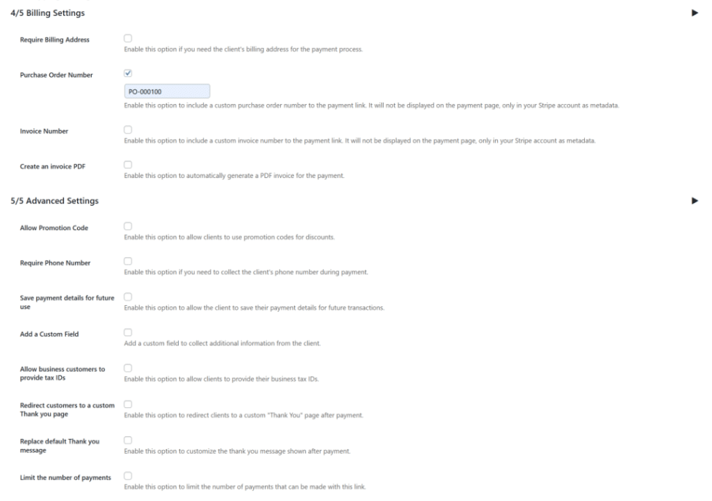 Payment Links customization Mollie Stripe