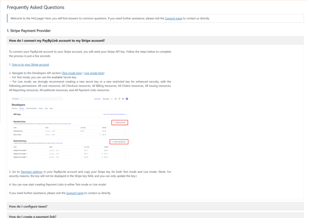Payment links for customer service