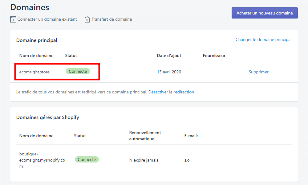 Shopify conseils changer son domaine