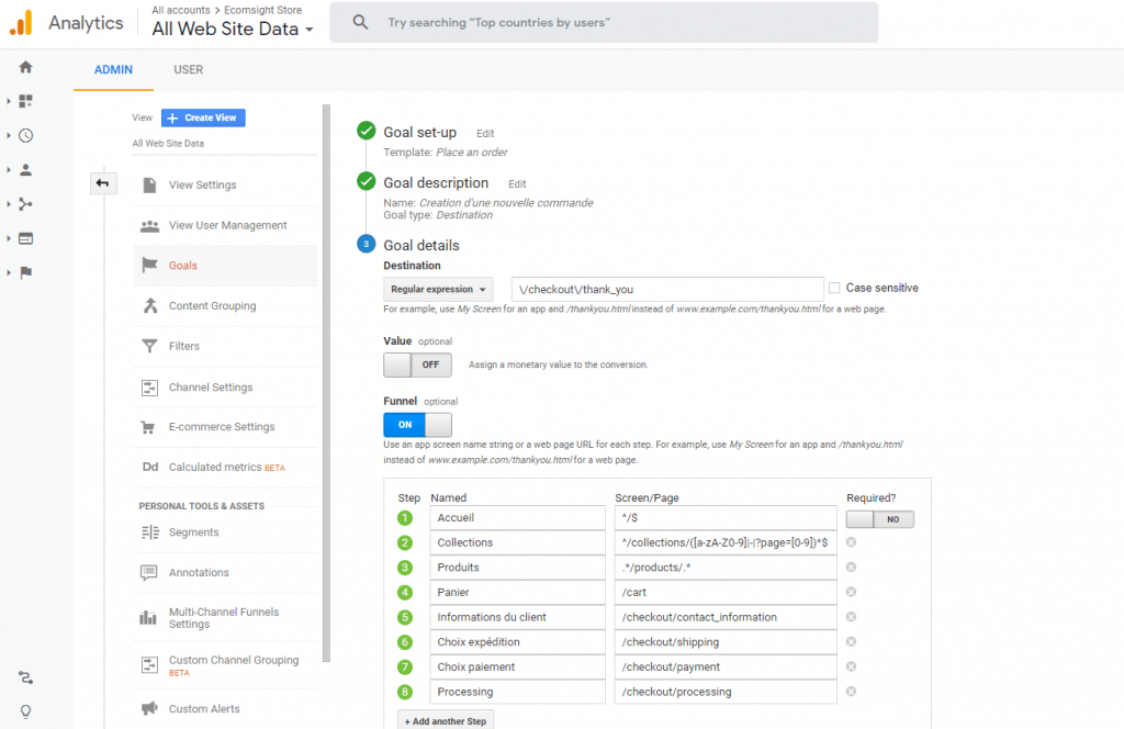 Configurer Shopify et Analytics