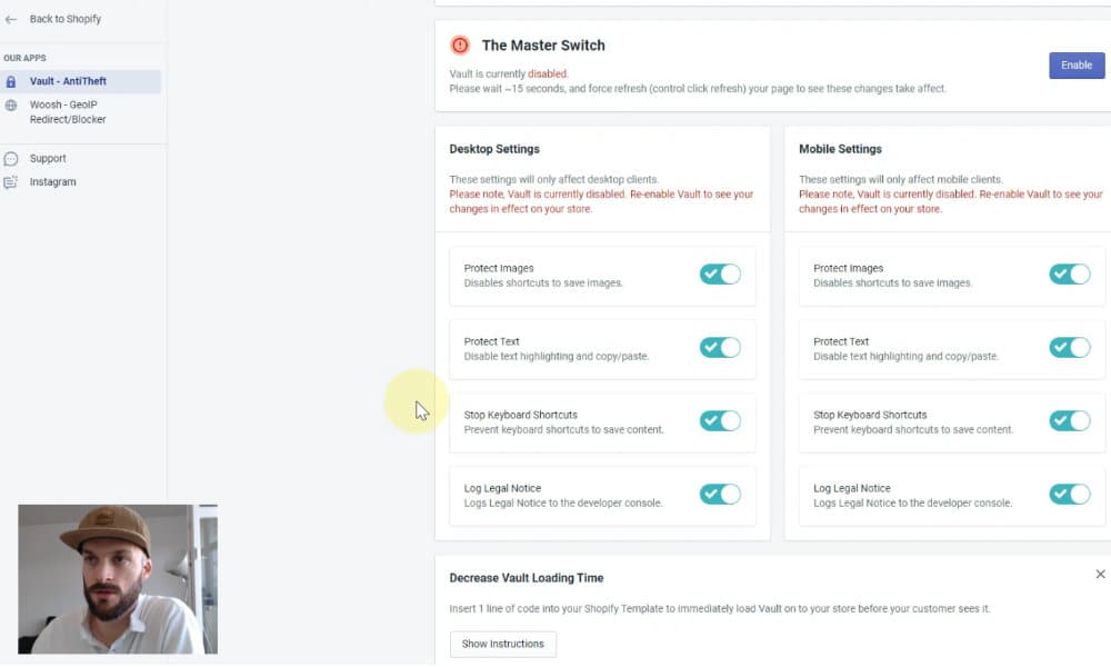 Shopify protéger contenu vol