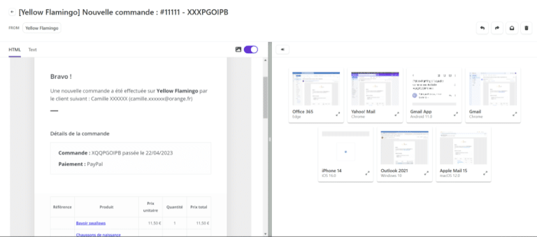 Tester apparence emails transactionnels Ecommerce